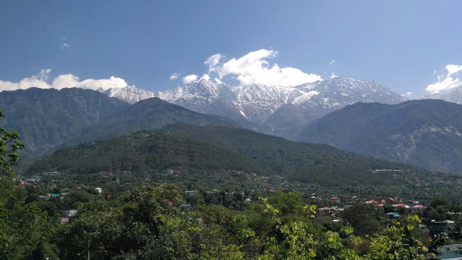 VIEW OF DHAULADHAR MOUNATINS FROM DHARAMSHALA