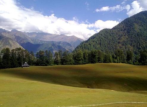 VIEW OF NATURE AT HILL TOP NEAR VILLAGE SHANGHAR, SAINJ, KULLU