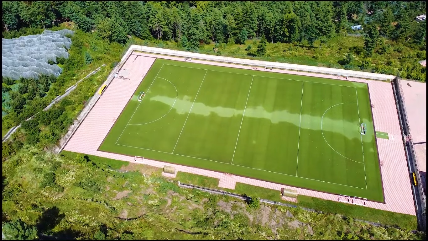 AERIAL VIEW OF THE HIGHEST HOCKEY STADIUM IN THE WORLD, SHILARU